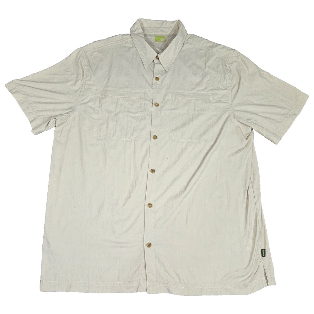 Köppen Men's Casual Button-Down Shirt L Beige Moisture Wicking Fabric